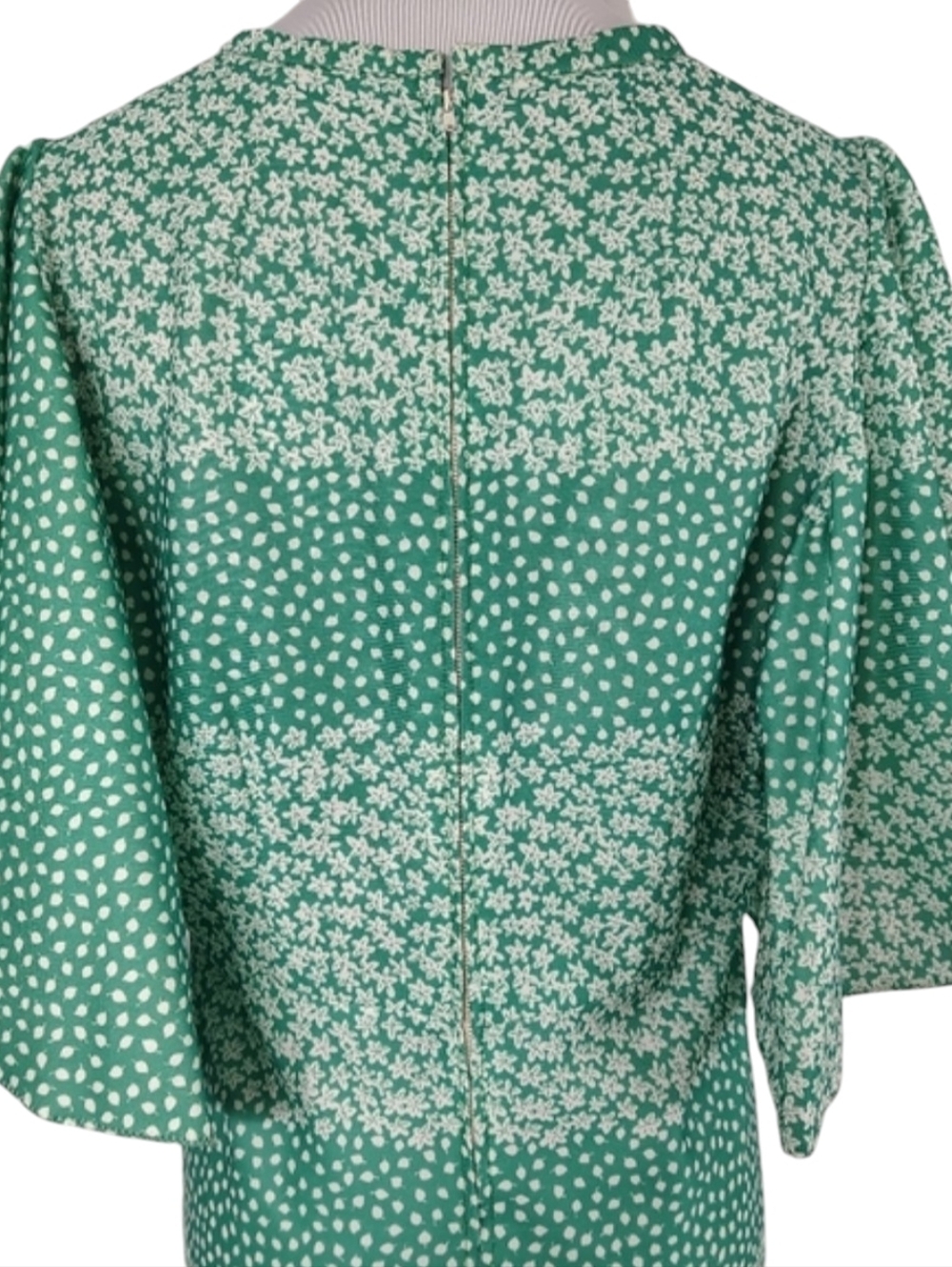 Vintage 70s Homemade Green And White Floral Maxi Dress Whimsical - Picture 7 of 12